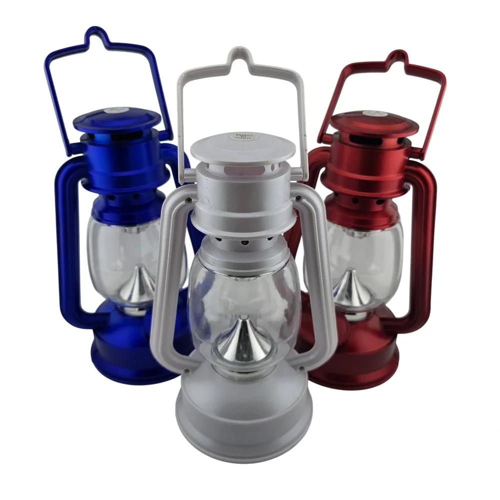 Smart Home‎ 15 LED Metallic Lantern 3 PC Set Red Blue Blue Patriot Outdoor Light